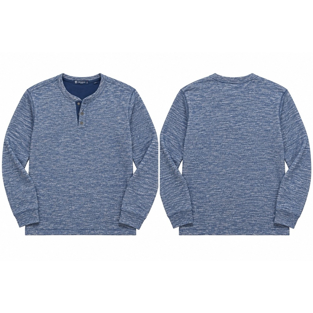 Cremieux Men's XL Blue Heather Henley Long Sleeve Pullover Shirt Casual Knit